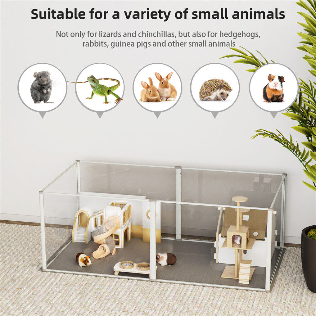 Clear Acrylic Dog Playpen 124x63x40CM, 6 Panels Cage with Waterproof Pad - SuperSaverAU - view 2