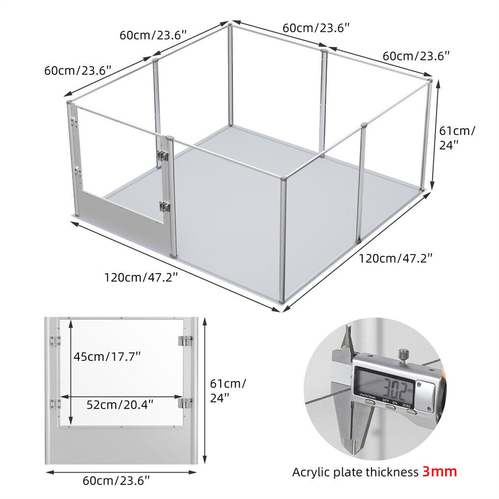 Large Acrylic Dog Playpen 120x120x61CM - 8 Panels, Durable, Clear Visibility - SuperSaverAU - view 2