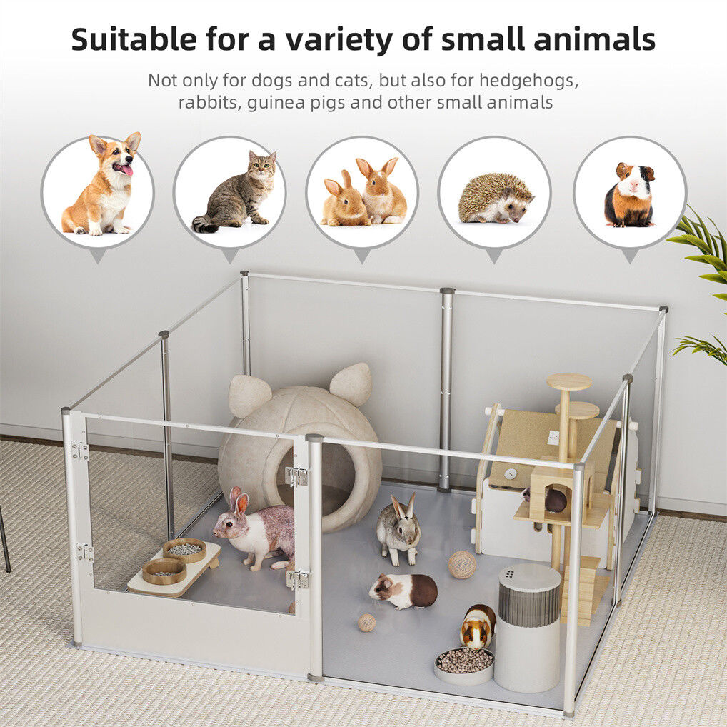 Large Acrylic Dog Playpen 120x120x61CM - 8 Panels, Durable, Clear Visibility - SuperSaverAU - view 3