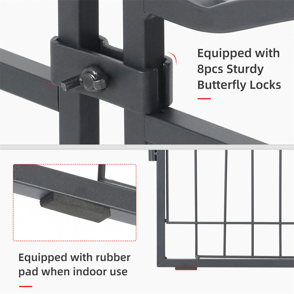8 Panel Pet Playpen Gate Extension 50x50x60 cm with Lockable Door, Durable Design - SuperSaverAU - view 5