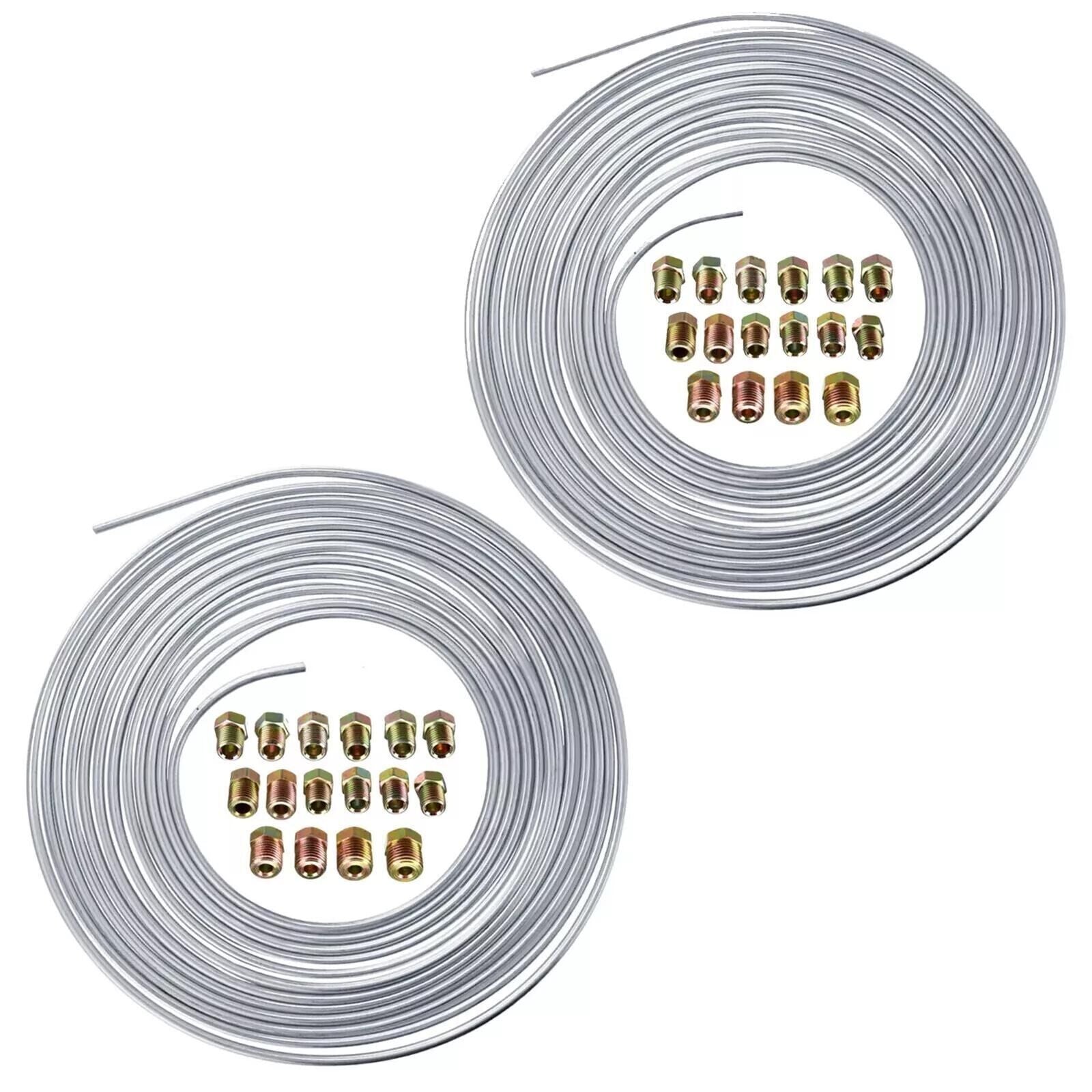 Premium 25ft 3/16in Steel Zinc Brake Line Tubing Kit with 32 Fittings