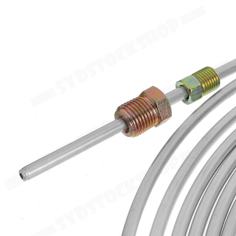 Premium 25ft 3/16in Steel Zinc Brake Line Tubing Kit with 32 Fittings