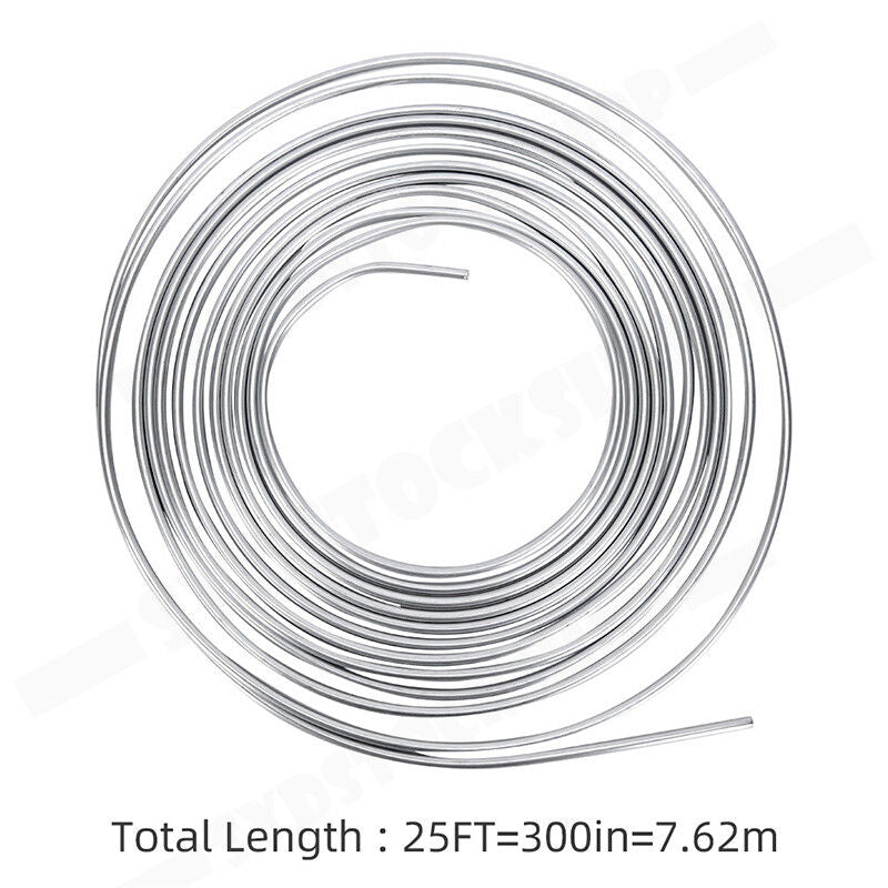 Premium 25ft 3/16in Steel Zinc Brake Line Tubing Kit with 32 Fittings
