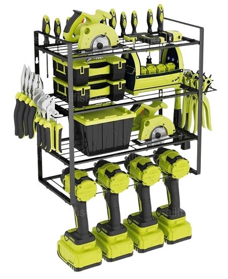4-Layer Heavy Duty Drill Holder Wall Mount Tool Rack Organizer, 20 x 15 x 25 cm - SuperSaverAU - view 1