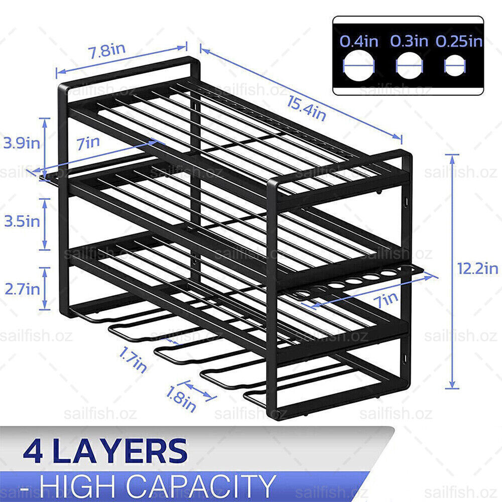 4-Layer Heavy Duty Drill Holder Wall Mount Tool Rack Organizer, 20 x 15 x 25 cm - SuperSaverAU - view 6