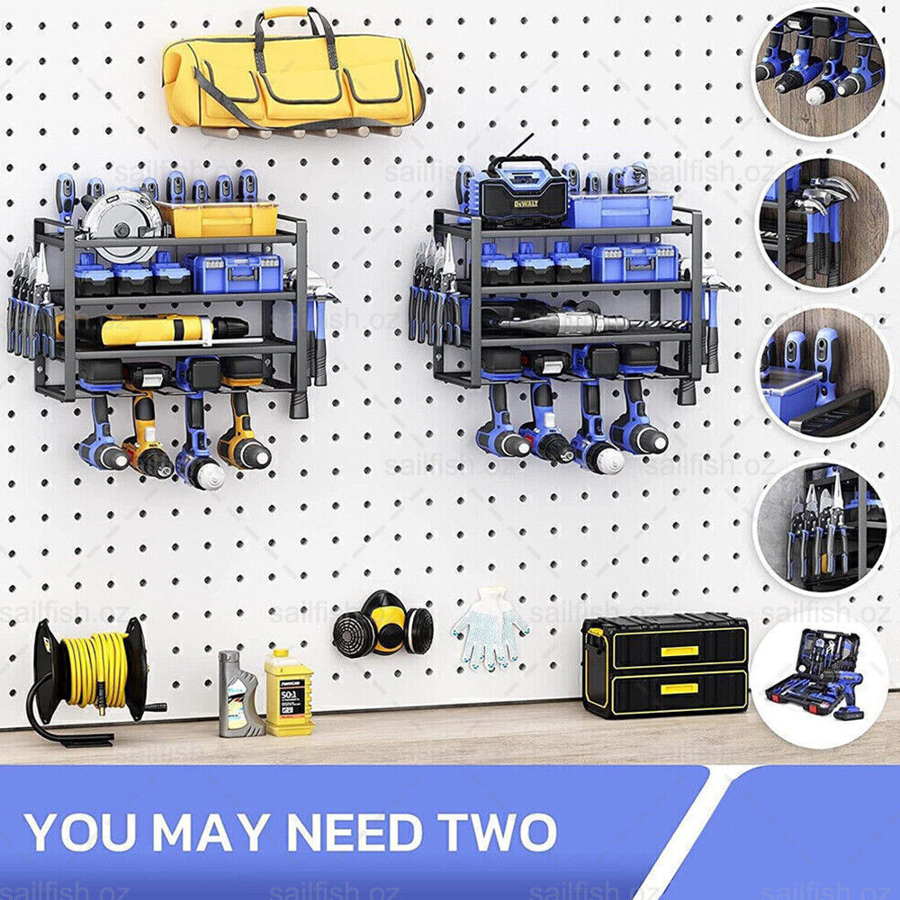 4-Layer Heavy Duty Drill Holder Wall Mount Tool Rack Organizer, 20 x 15 x 25 cm - SuperSaverAU - view 8