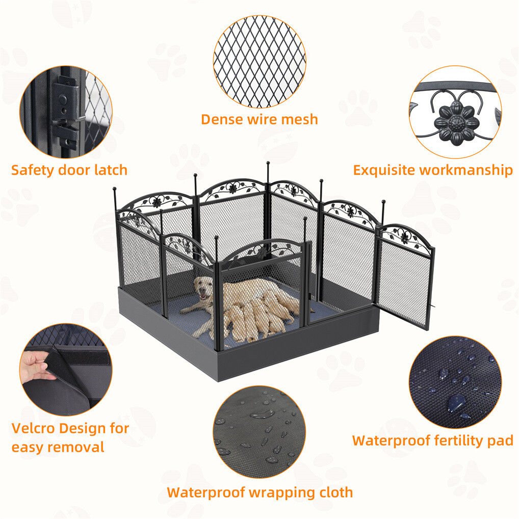 XL Metal Dog Playpen Indoor Fence 20x15x25 cm with Waterproof Pad, 2 kg - SuperSaverAU - view 9