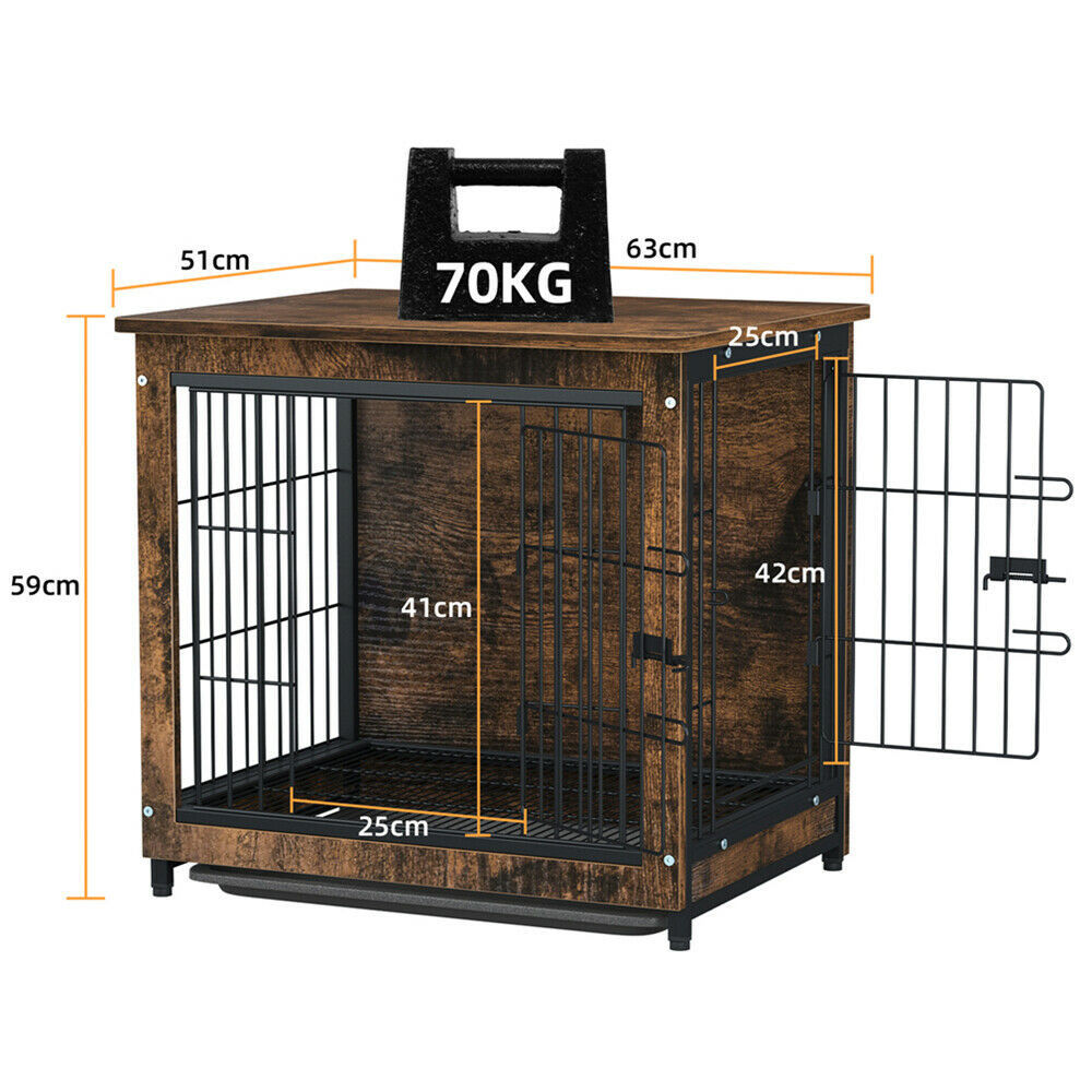 Small Wooden Dog Crate Indoor Kennel 63x51x59cm End Table, Dual-Purpose Design - SuperSaverAU - view 5