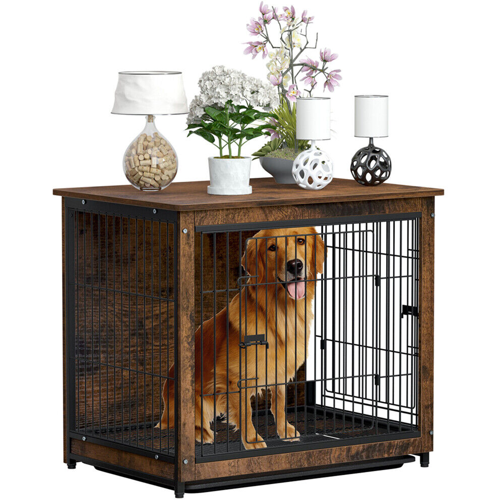 Medium Wooden Dog Crate Kennel 80.5x59x70cm Dual-Purpose End Table Nightstand - SuperSaverAU - view 1