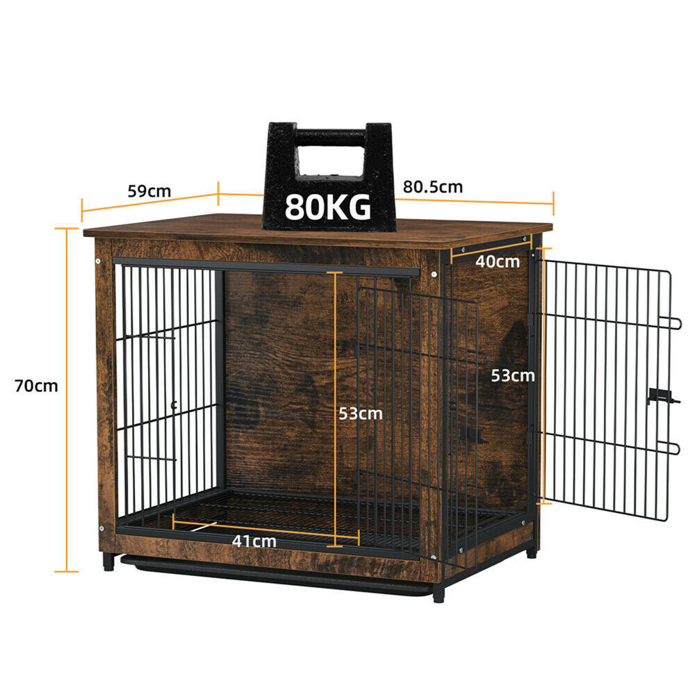 Medium Wooden Dog Crate Kennel 80.5x59x70cm Dual-Purpose End Table Nightstand - SuperSaverAU - view 5
