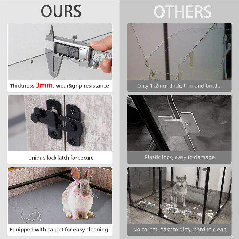 Large Dog Indoor Whelping Box, Tempered Glass & MDF, 20x15x25 cm, Safe & Stylish - SuperSaverAU - view 5