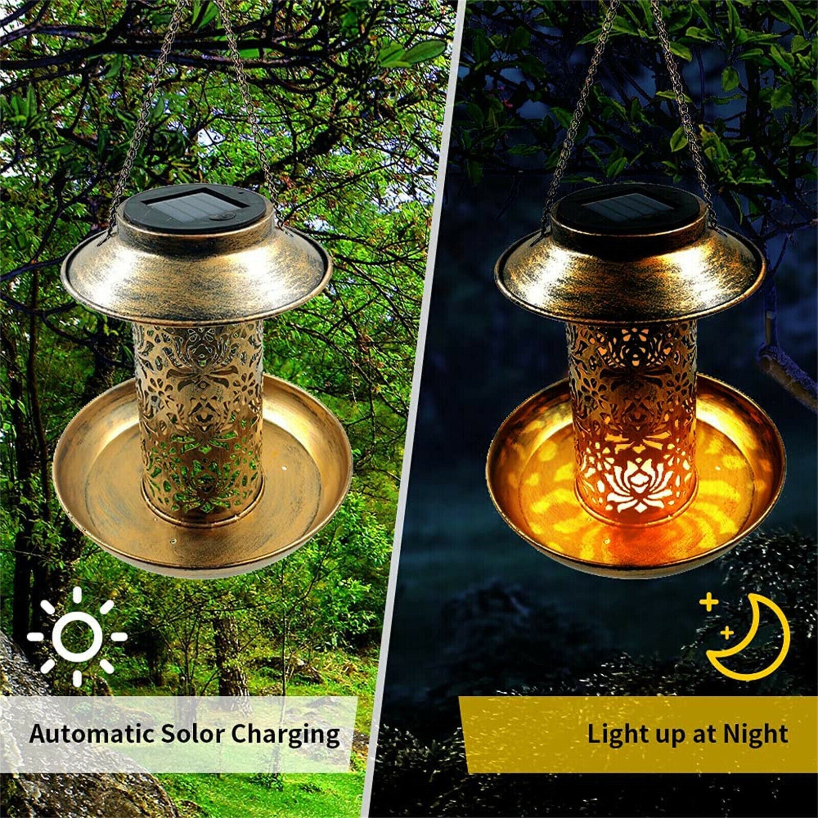 Premium Solar Hanging Bird Seed Feeder – with LED Light