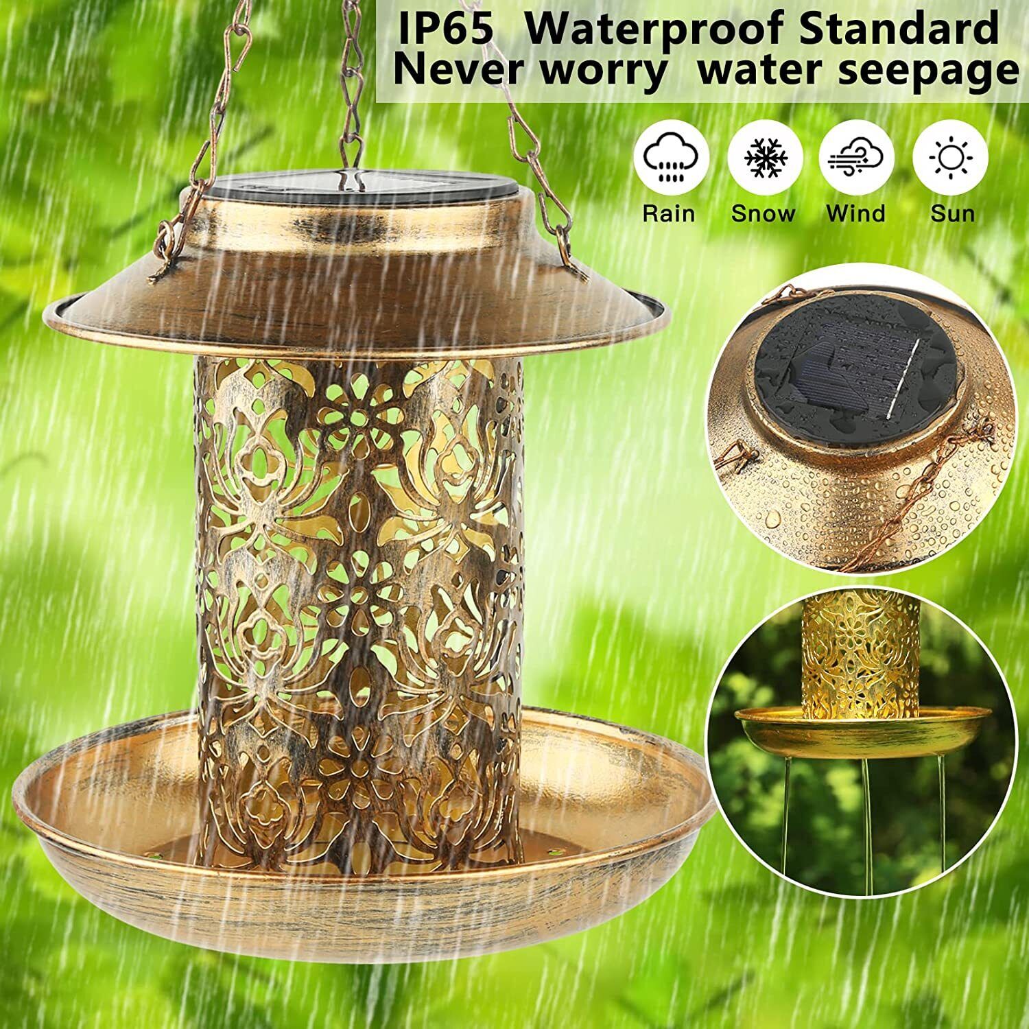 Premium Solar Hanging Bird Seed Feeder – with LED Light