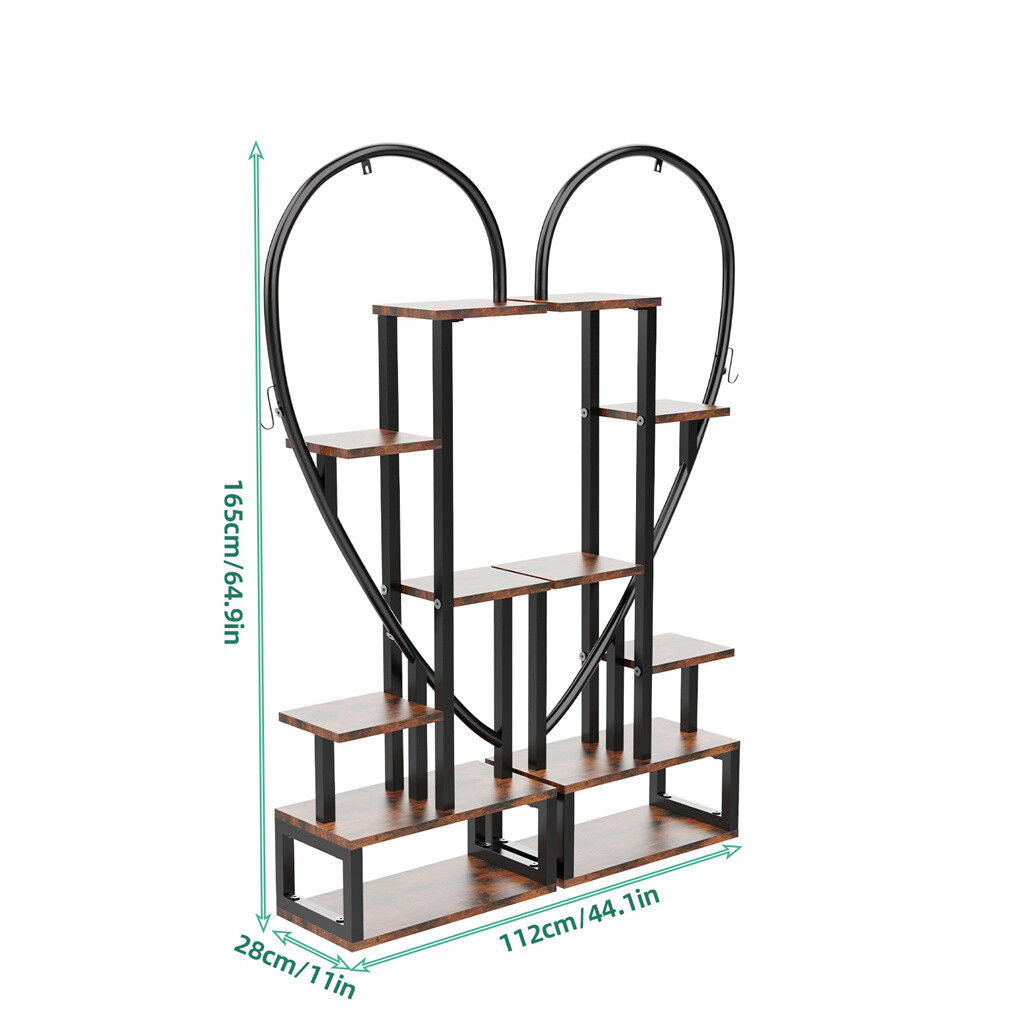 6 Tier Corner Plant Stand - Heart-Shaped Metal & MDF Ladder Shelf Rack, 20x15x25 cm - SuperSaverAU - view 10