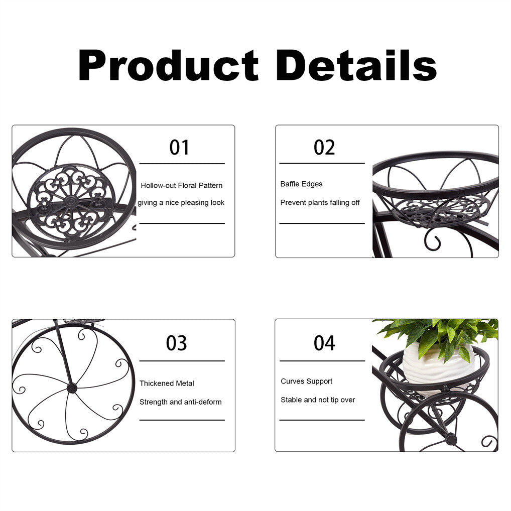 Iron Tricycle Plant Stand Pot Holder, 20x15x25 cm, Sturdy Iron, Elegant Design - SuperSaverAU - view 10