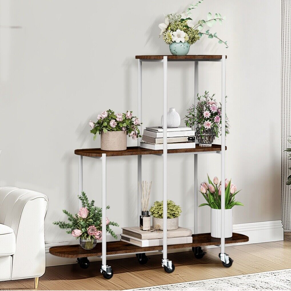 Plant Stand with Wheels, 3-Tier Indoor Outdoor Flower Rack, 20x15x25 cm - SuperSaverAU - view 2