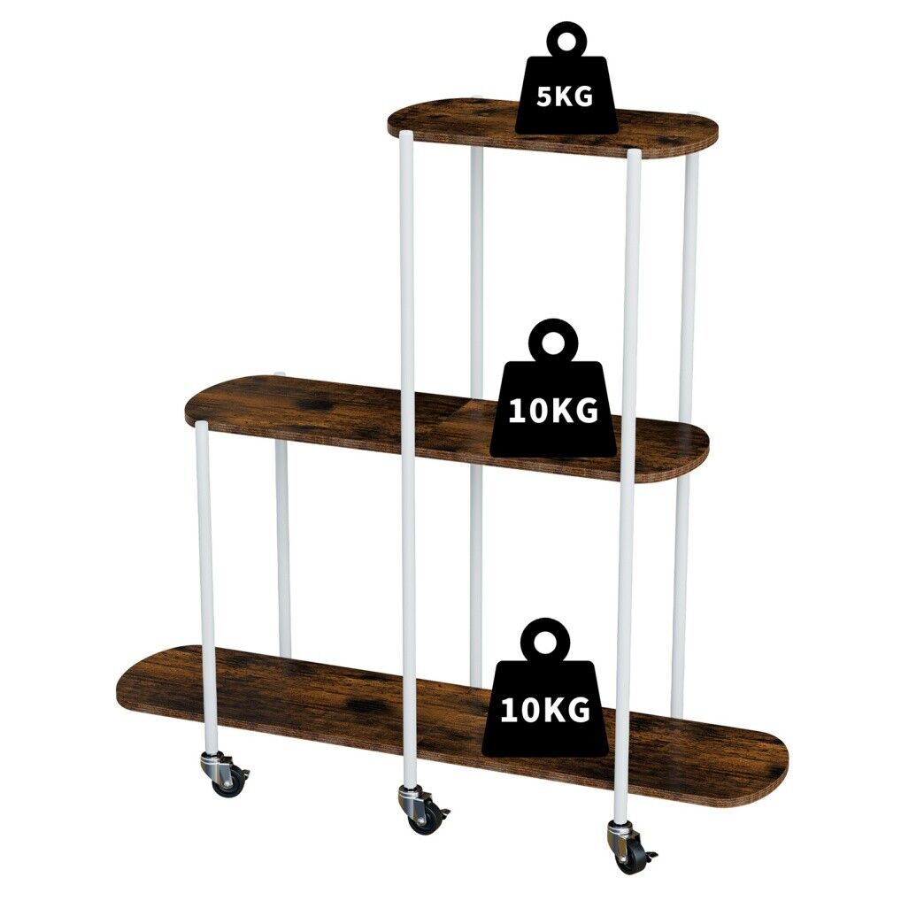 Plant Stand with Wheels, 3-Tier Indoor Outdoor Flower Rack, 20x15x25 cm - SuperSaverAU - view 10
