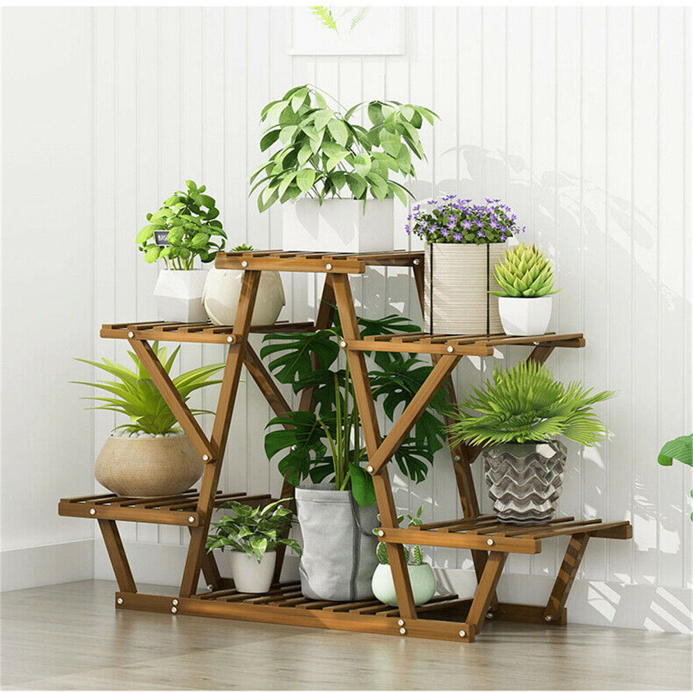Wooden 6 Tier A-Frame Plant Stand 20x15x25 cm - Sturdy Pine Display Organizer - SuperSaverAU - view 2