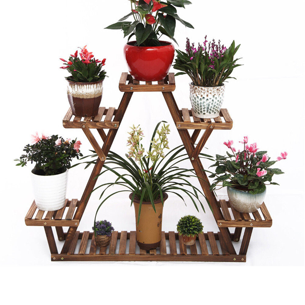 Wooden 6 Tier A-Frame Plant Stand 20x15x25 cm - Sturdy Pine Display Organizer - SuperSaverAU - view 5