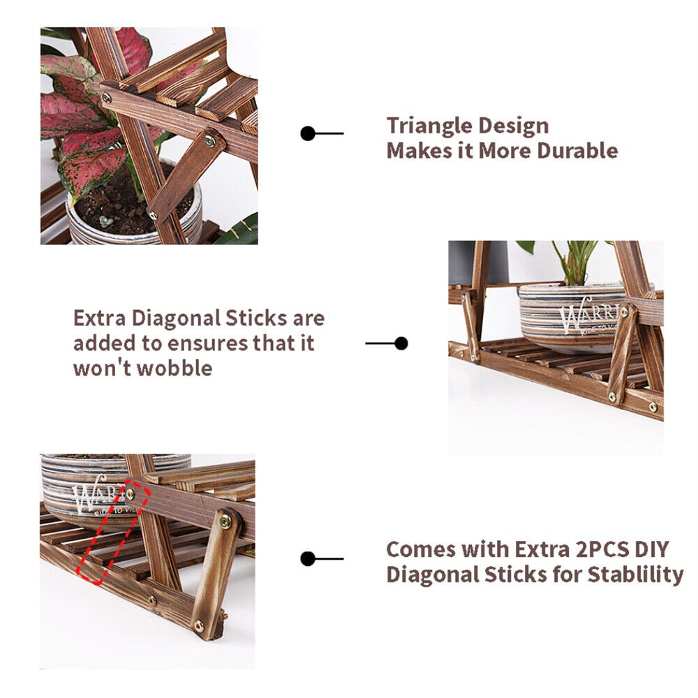Wooden 6 Tier A-Frame Plant Stand 20x15x25 cm - Sturdy Pine Display Organizer - SuperSaverAU - view 10