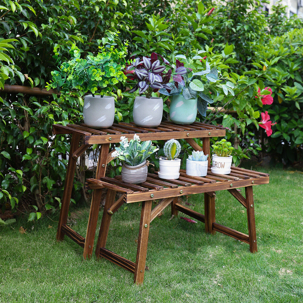 Pine Wood 3pcs Plant Stand Ladder, 20x15x25 cm, Versatile & Space-Saving Design - SuperSaverAU - view 3