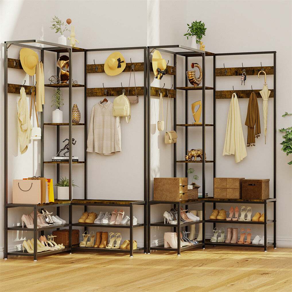 Corner Coat Stand with Shoe Bench Organizer - SuperSaverAU - view 3