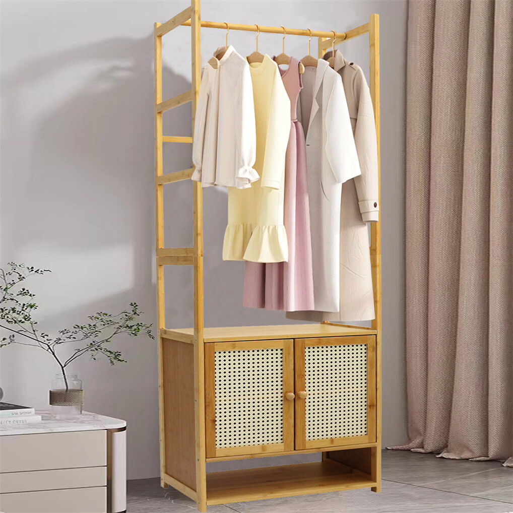 Bamboo Clothes Rack Coat Stand 168cm High Polish, Eco-Friendly, Space-Saving - SuperSaverAU - view 6