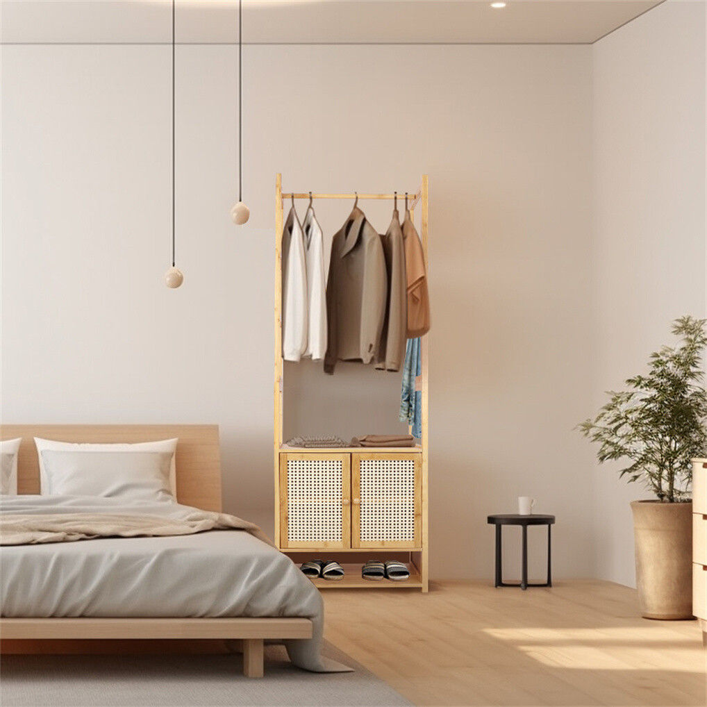 Bamboo Clothes Rack Coat Stand 168cm High Polish, Eco-Friendly, Space-Saving - SuperSaverAU - view 8