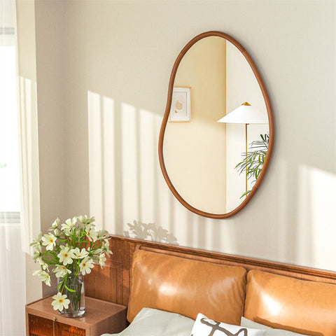 Large Art Deco Asymmetrical Wall Mirror 74.3x110cm - Solid Beech Wood, Italian Design - SuperSaverAU - view 1