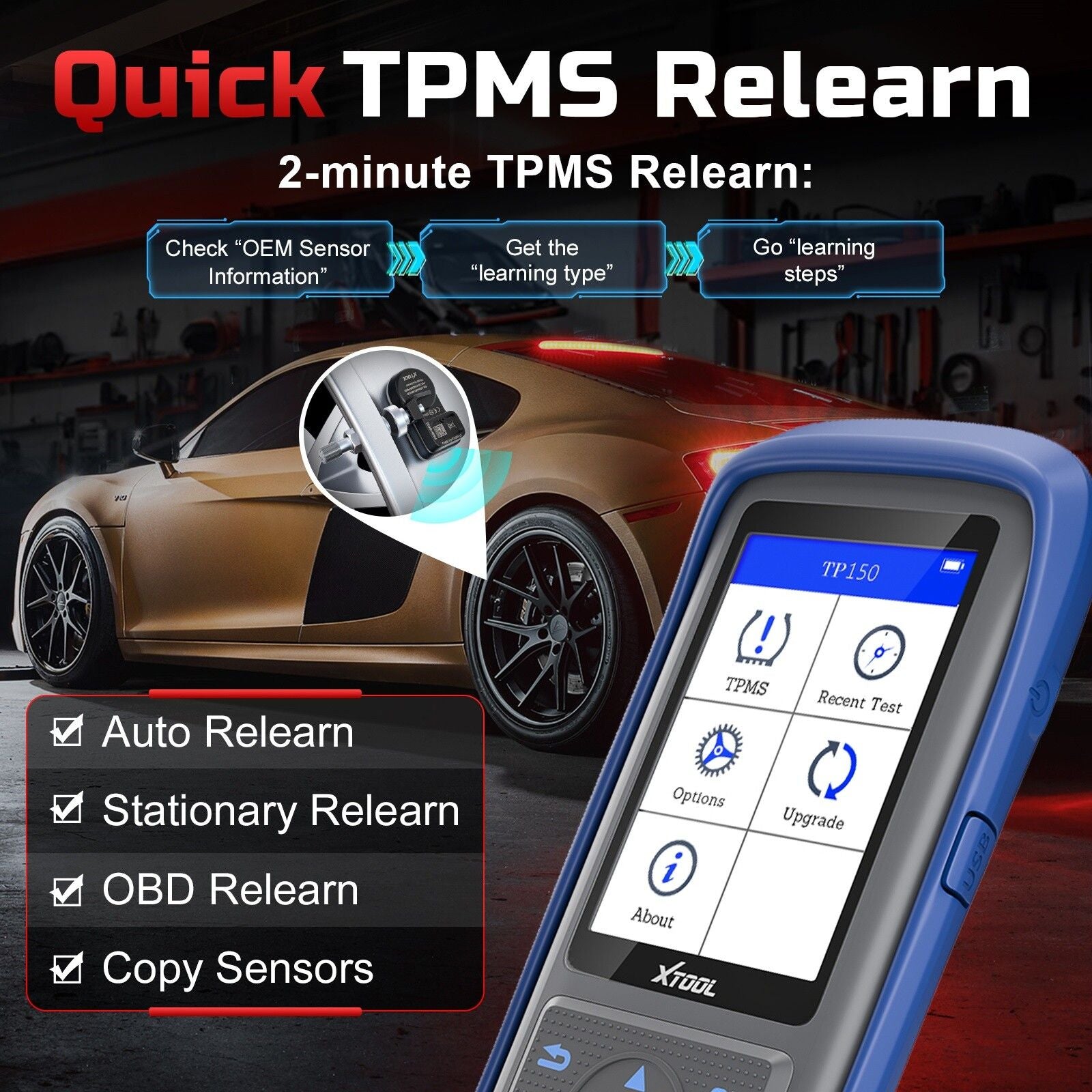Premium TP150 TPMS Reset Tool 2025 WiFi CAN EOBD OBDII Scanner