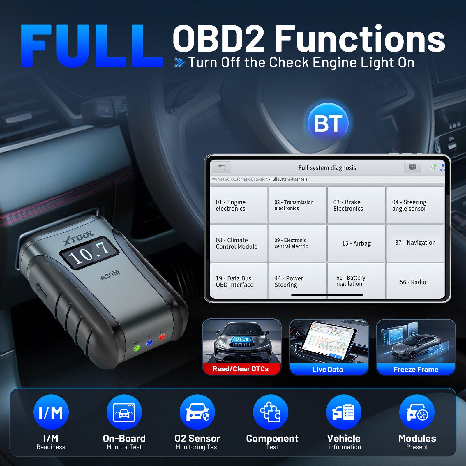 Premium 2025 A30M Bluetooth Diagnostic Scanner Global Version