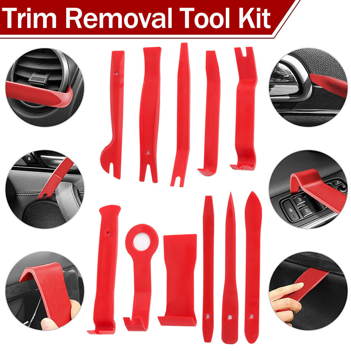 Premium 65 Piece Car Trim Removal Tool Set with Pry Bar Kit