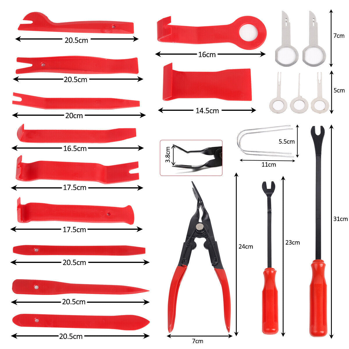 Premium 65 Piece Car Trim Removal Tool Set with Pry Bar Kit