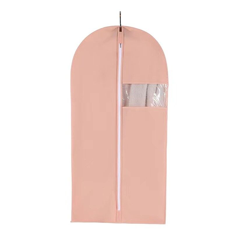 Pink Garment Bag 60x80cm Dustproof Suit Cover with Clear Window & Zipper - SuperSaverAU - view 1