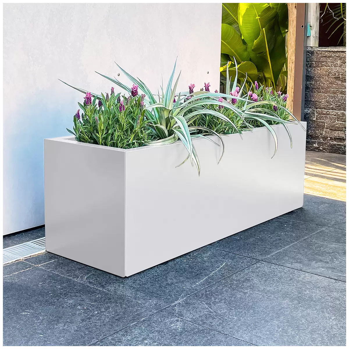 Premium Vibrant White Metal Designer Planter Box 900x300x300mm