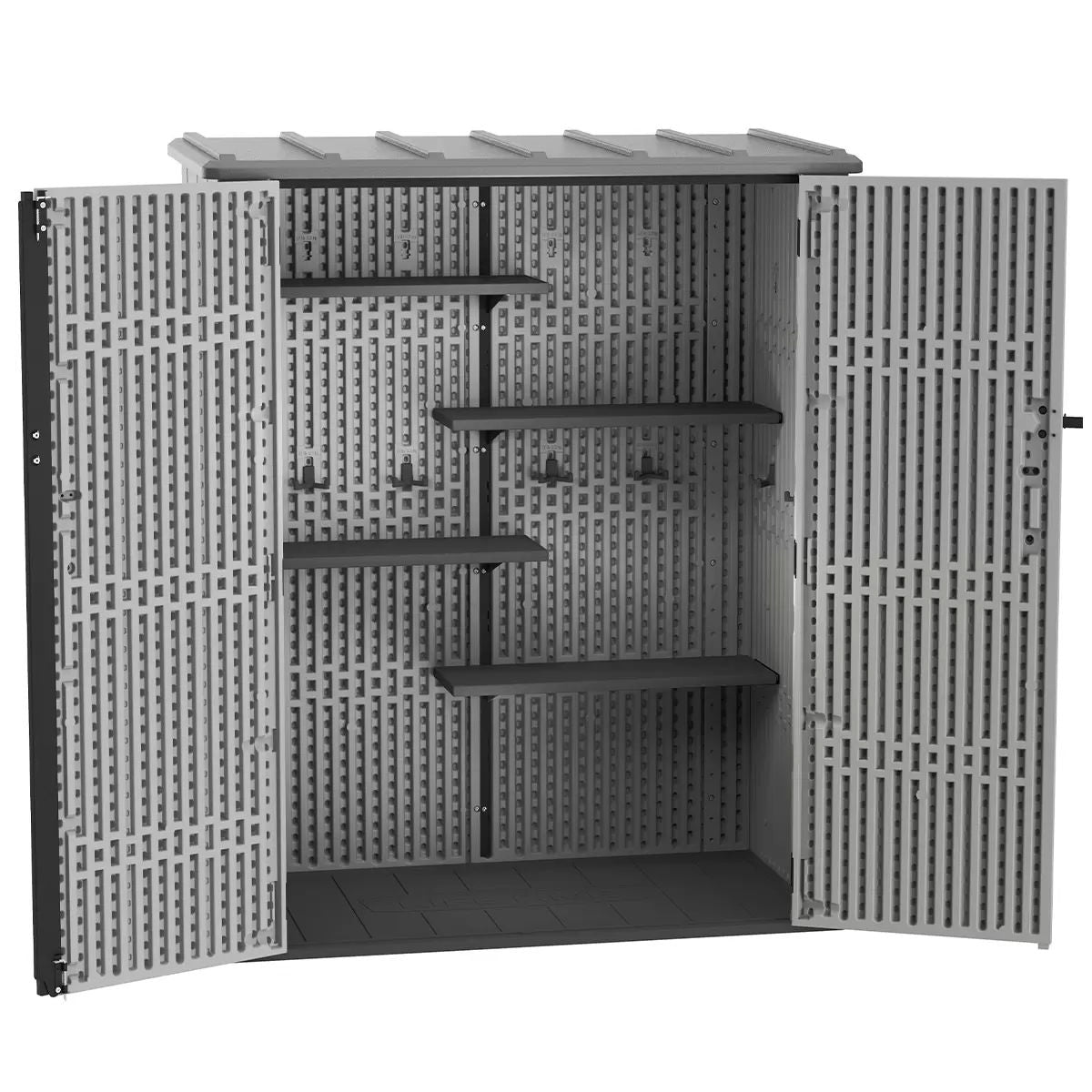 Lifetime Vertical Shed with Shelves, 173.9 x 142.5 x 73.6 cm, Durable, Weather Resistant - SuperSaverAU - view 1