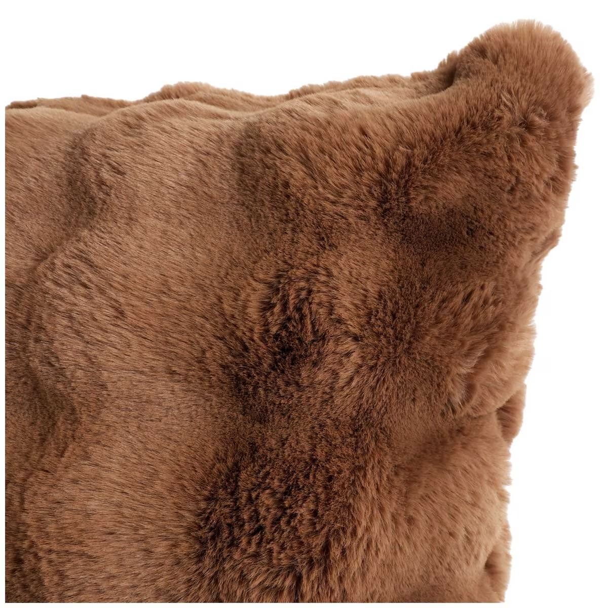 Luxe Faux Fur Cushion 55 x 55cm Light Brown - Plush Comfort, Easy Care, Durable Design - SuperSaverAU - view 2