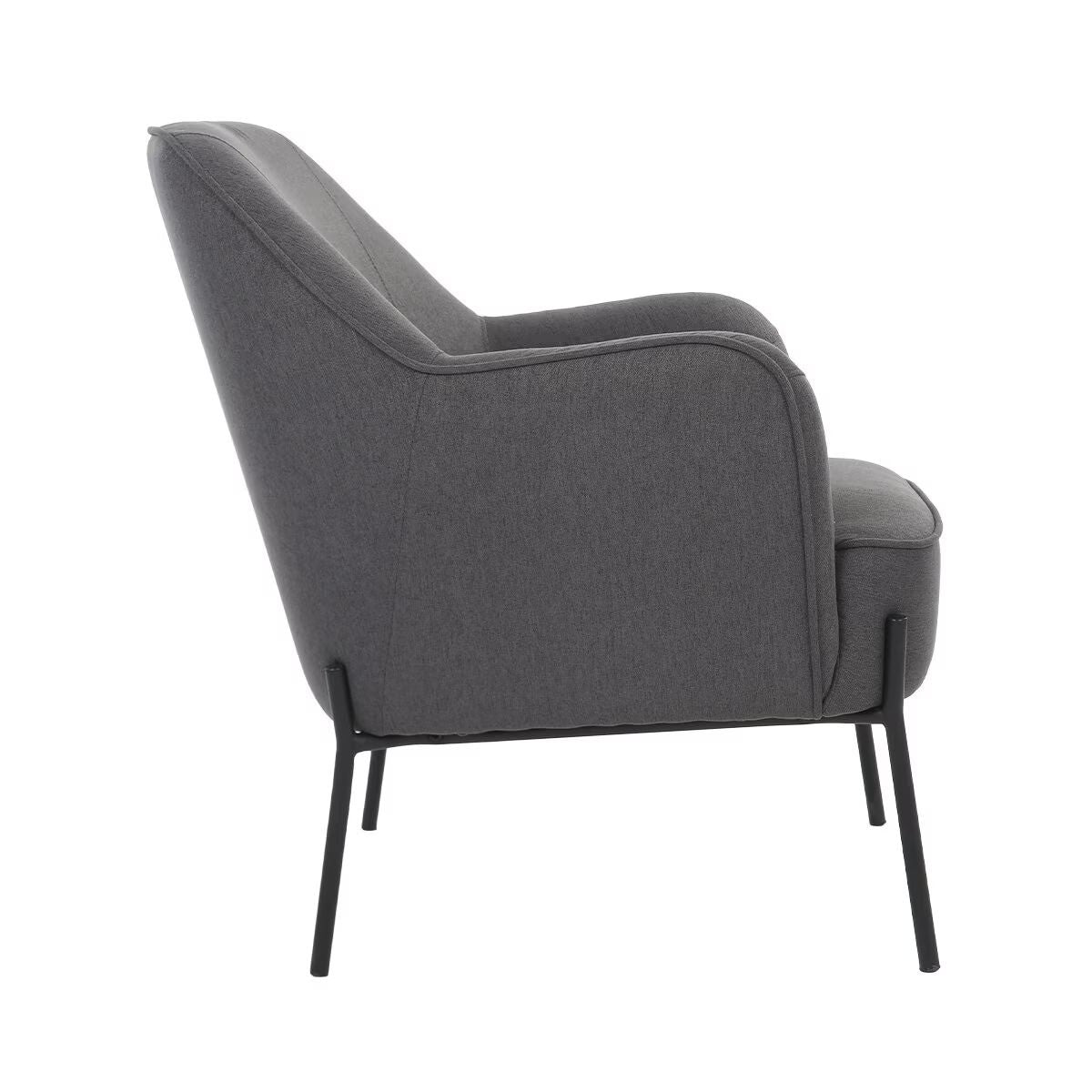Dark Grey Upholstered Armchair - High Back Support & Metal Legs - SuperSaverAU - view 4