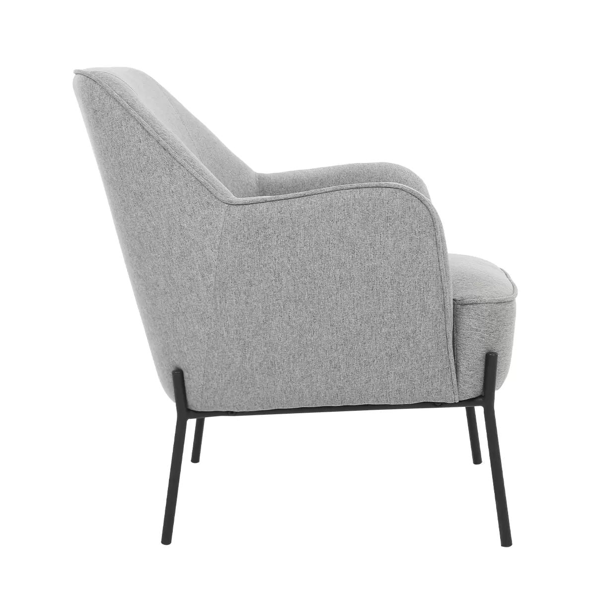 Hugo Upholstered Armchair - Light Grey with Steel Legs - SuperSaverAU - view 2