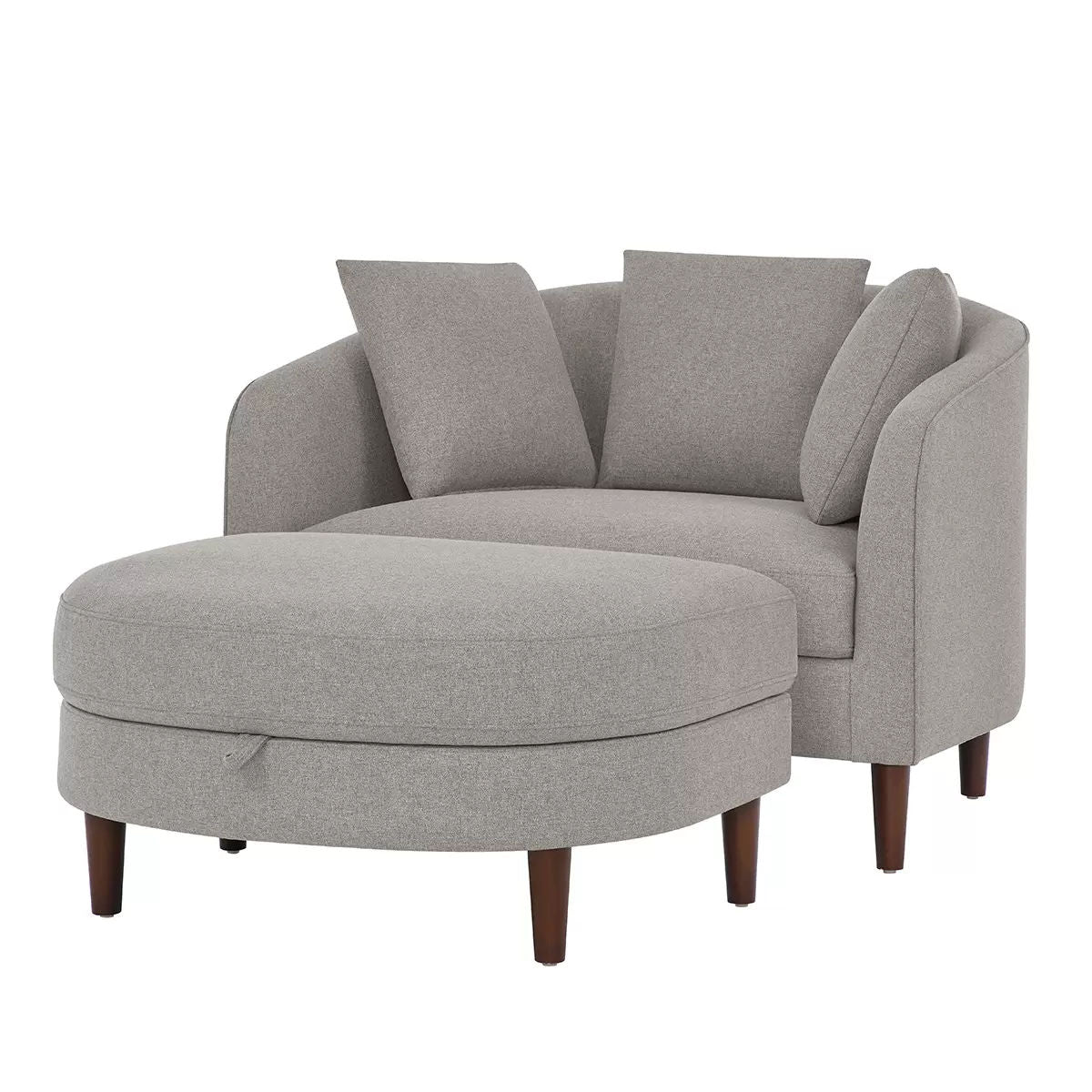 Accent Chair with Storage Ottoman - Ergonomic Barrel Design - SuperSaverAU - view 4