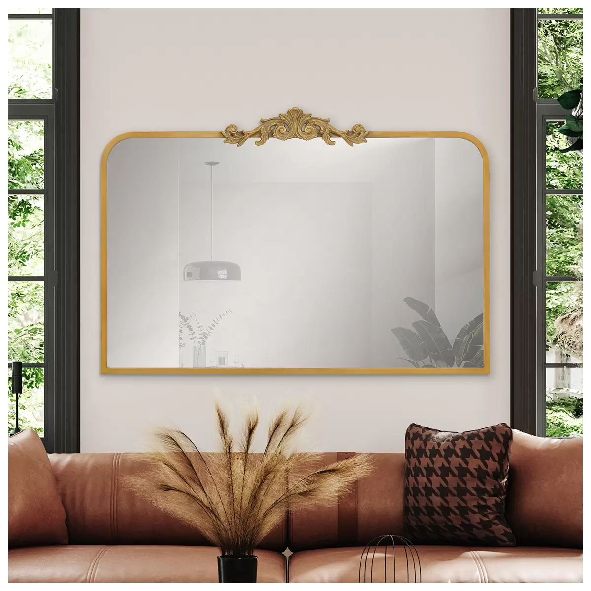 Antique Gold Wall Mirror 4 x 96 x 66 cm with Decorative Cast Iron Applique - SuperSaverAU - view 5