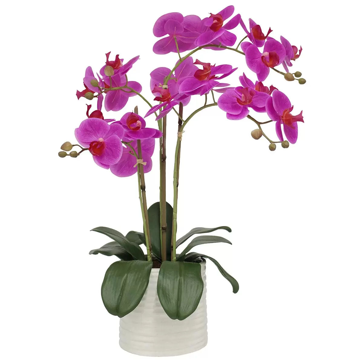 Artificial Orchid 67cm Pink in Ribbed Pot - Lifelike, No Maintenance, Stylish Decor - SuperSaverAU - view 1
