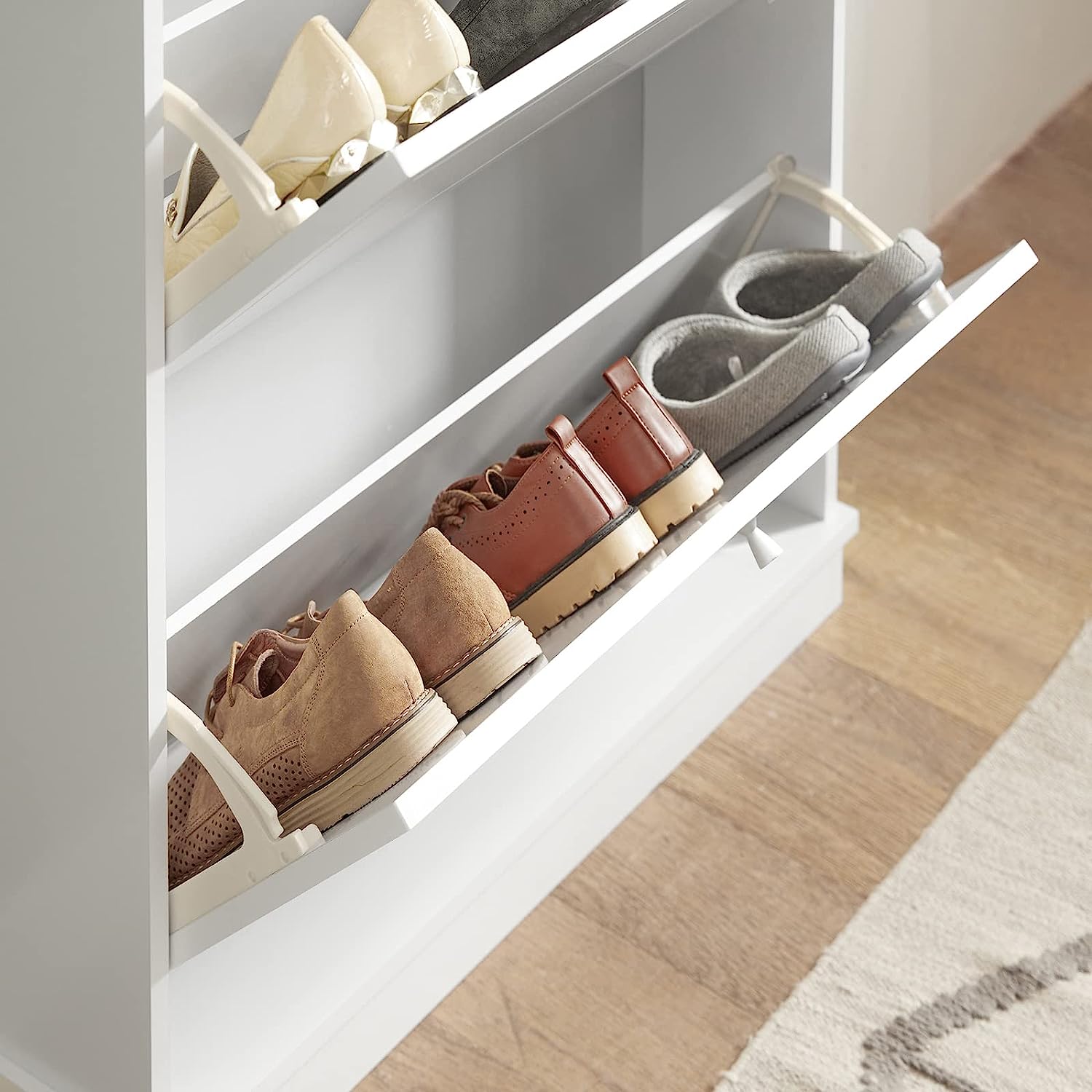 2 Drawer Shoe Cabinet Storage Unit - Slim Design - SuperSaverAU - view 6