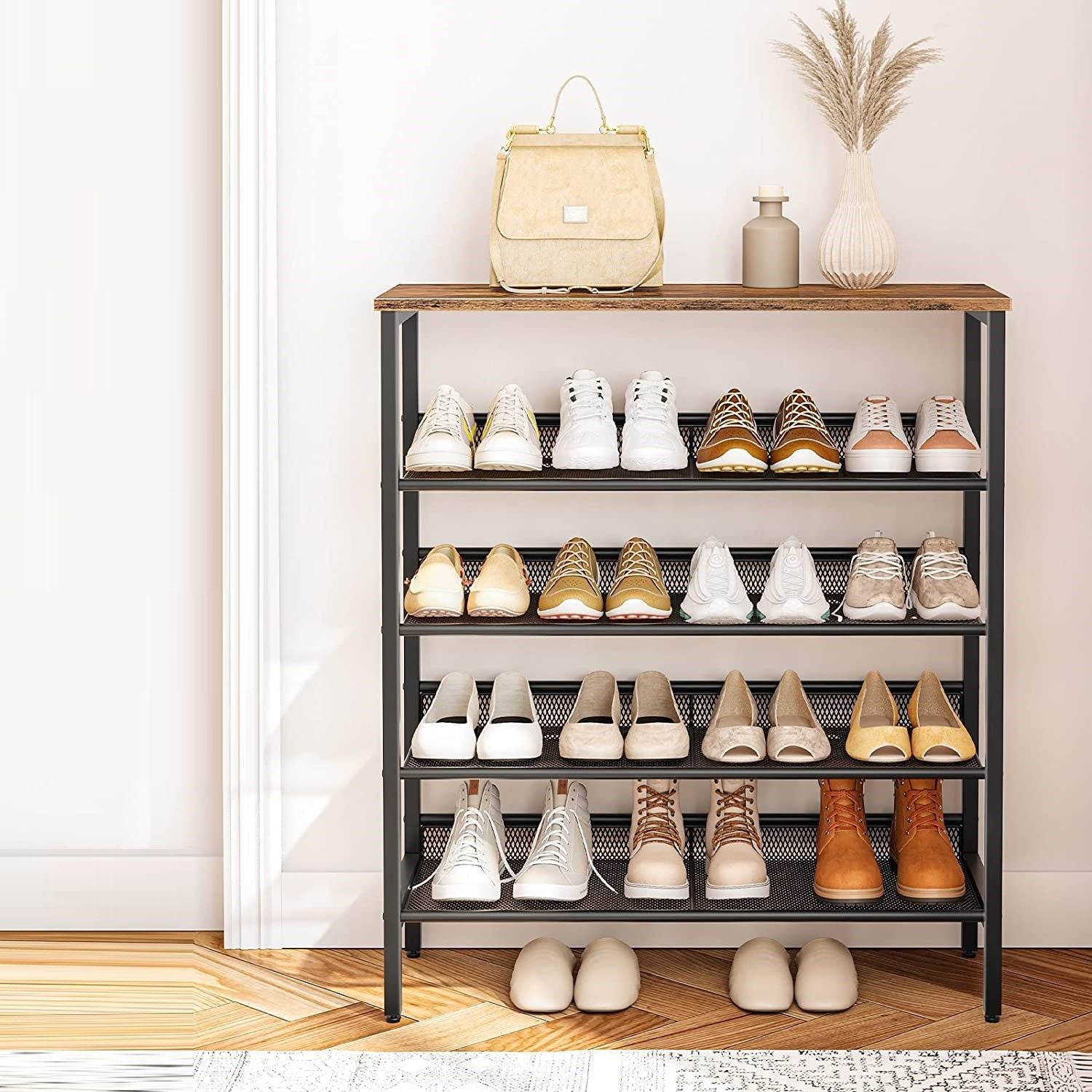 5-Tier Shoe Rack, Industrial Shoe Organizer Storage Bench - SuperSaverAU - view 9