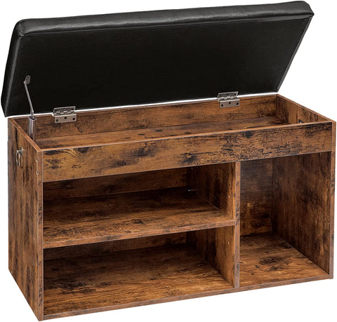 Shoe Storage Bench 60cm L with Padded Cushion, Adjustable Shelf & Concealed Storage - SuperSaverAU - view 1