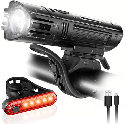 Premium USB Rechargeable LED Bike Lights Set with IPX4 Waterproof Rating