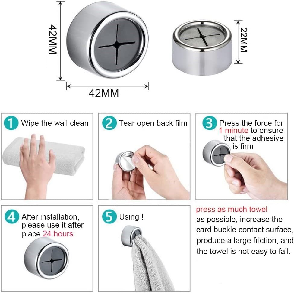 3 Pack Self Adhesive Round Towel Hooks, 4x4x3 cm, Easy Install for Kitchen & Bathroom - SuperSaverAU - view 3