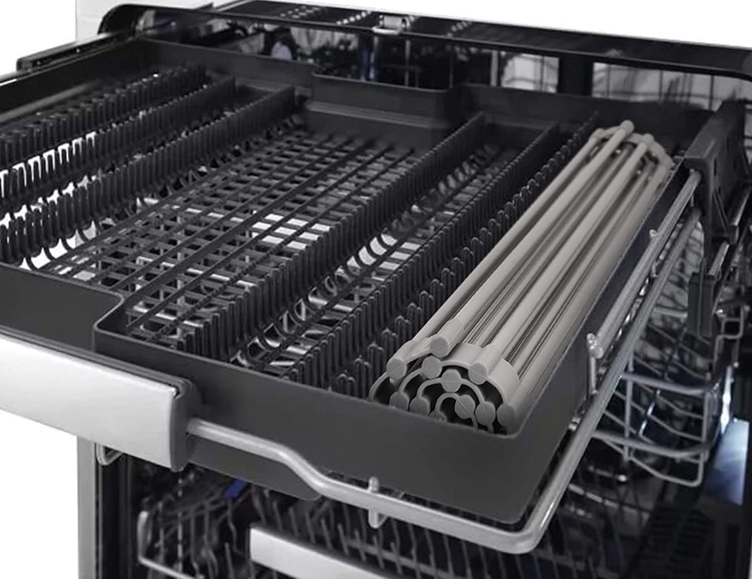 Over The Sink Roll-Up Dish Drying Rack, 52 x 33 cm, Rust-Resistant, Heat Resistant - SuperSaverAU - view 2
