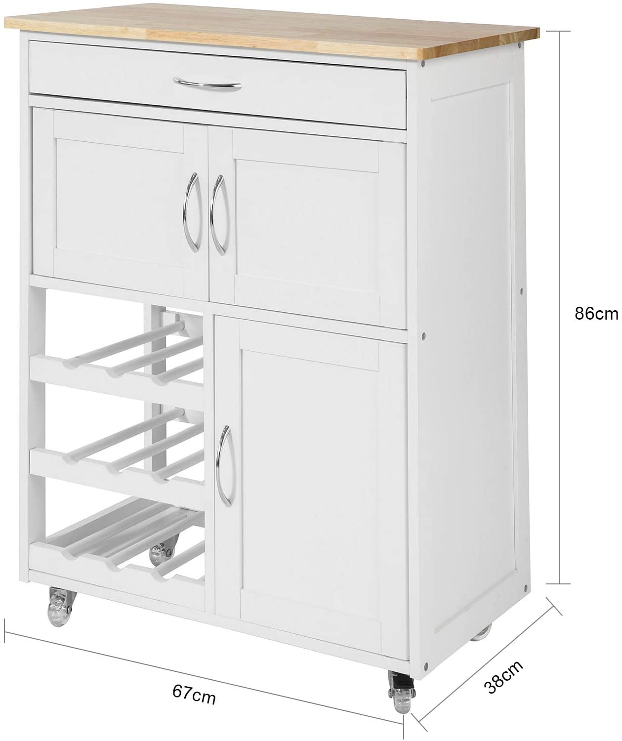 Scandinavian Kitchen Trolley with Wine Racks and Portable Workbench - SuperSaverAU - view 6