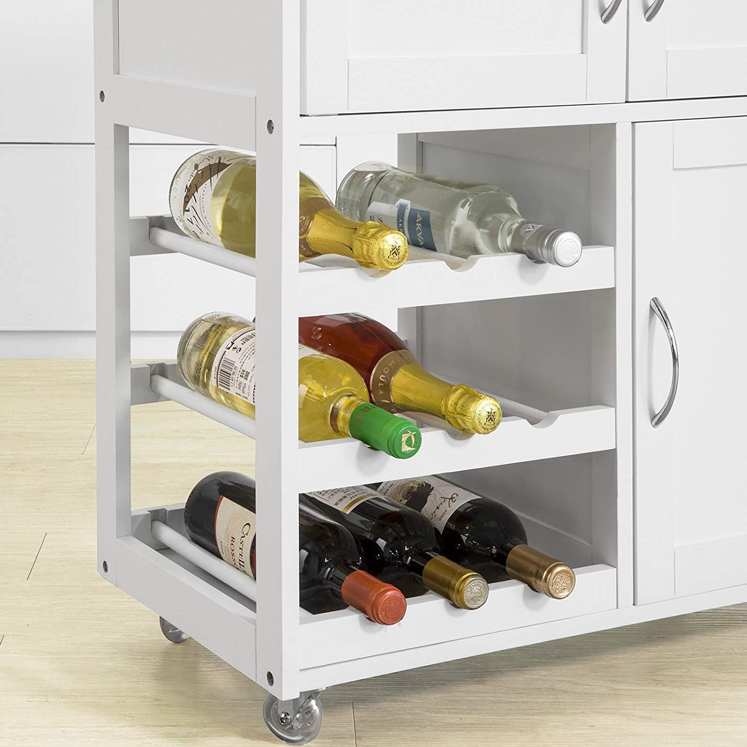 Scandinavian Kitchen Trolley with Wine Racks and Portable Workbench - SuperSaverAU - view 9